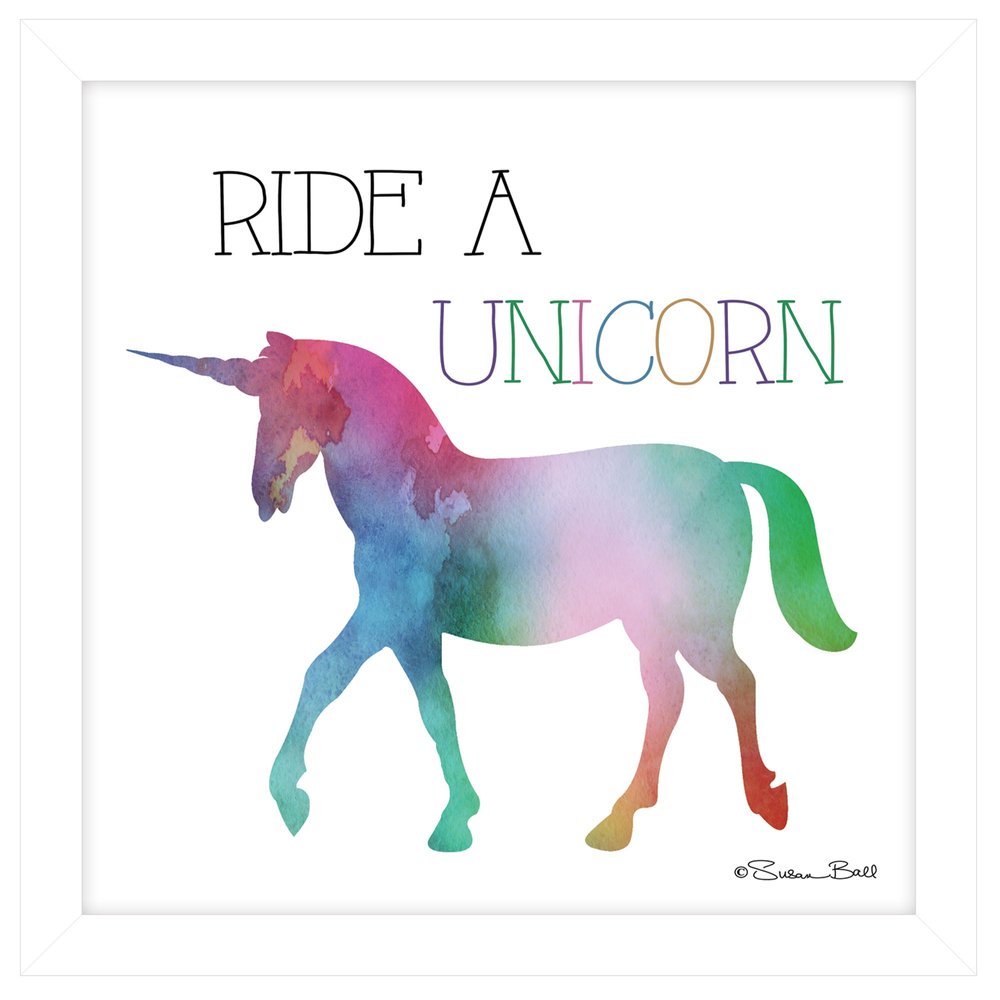 Ride a Unicorn White Framed Print Wall Art HomeRoots