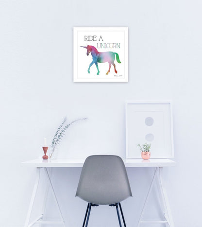 Ride a Unicorn White Framed Print Wall Art HomeRoots