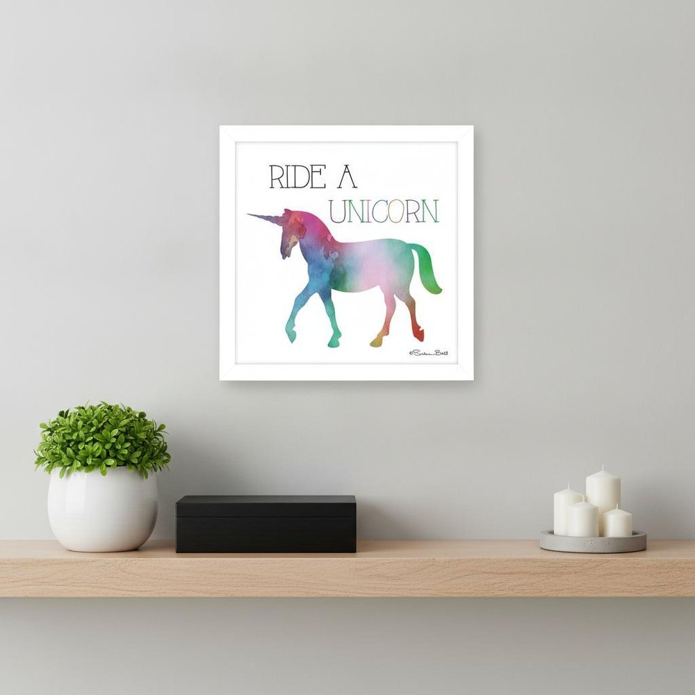 Ride a Unicorn White Framed Print Wall Art HomeRoots