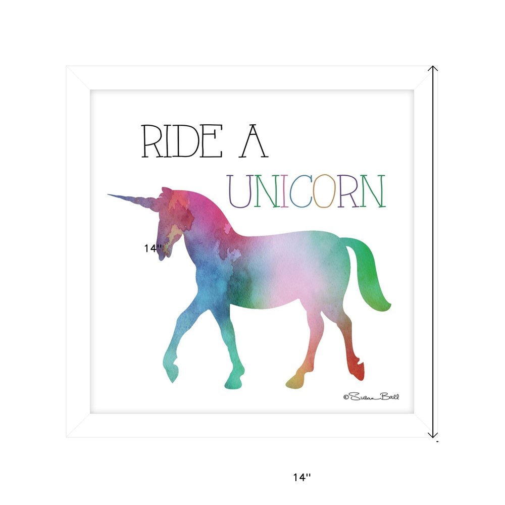 Ride a Unicorn White Framed Print Wall Art HomeRoots