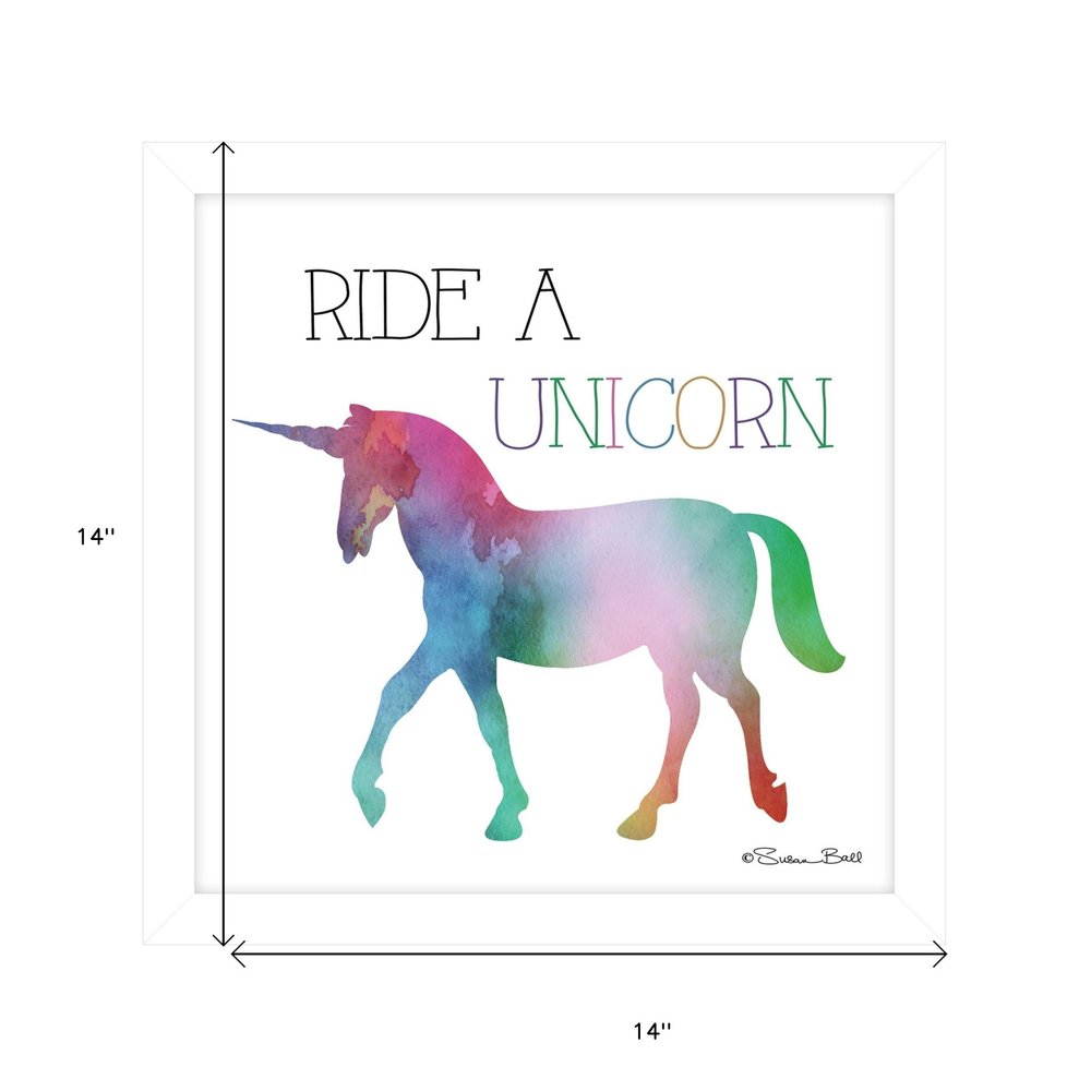 Ride a Unicorn White Framed Print Wall Art HomeRoots