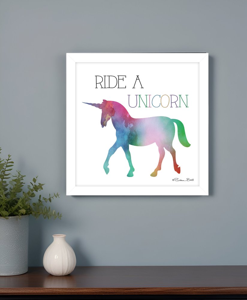 Ride a Unicorn White Framed Print Wall Art HomeRoots