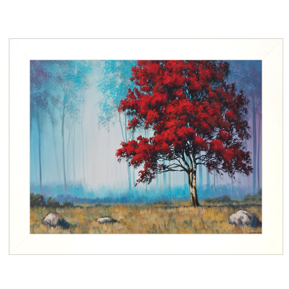 Red Tree 3 White Framed Print Wall Art HomeRoots