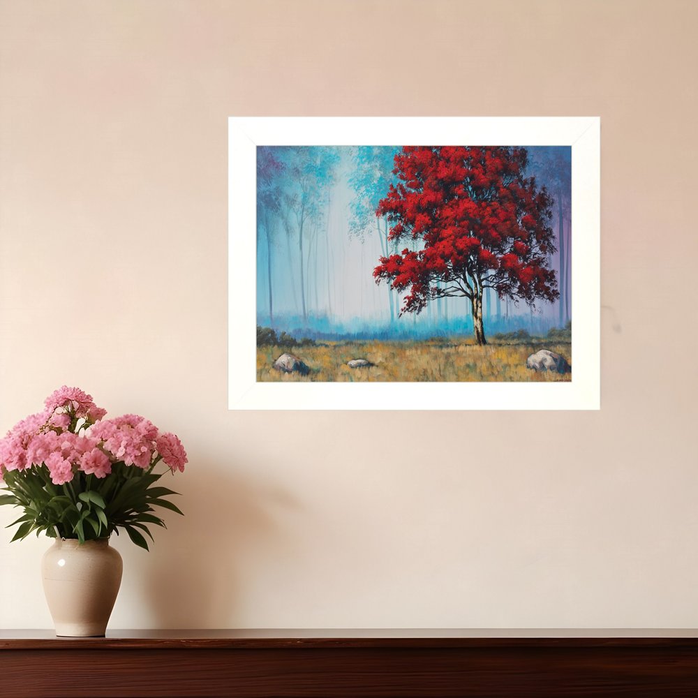 Red Tree 3 White Framed Print Wall Art HomeRoots
