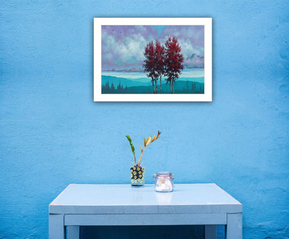 Two Red Trees 1 White Framed Print Wall Art HomeRoots