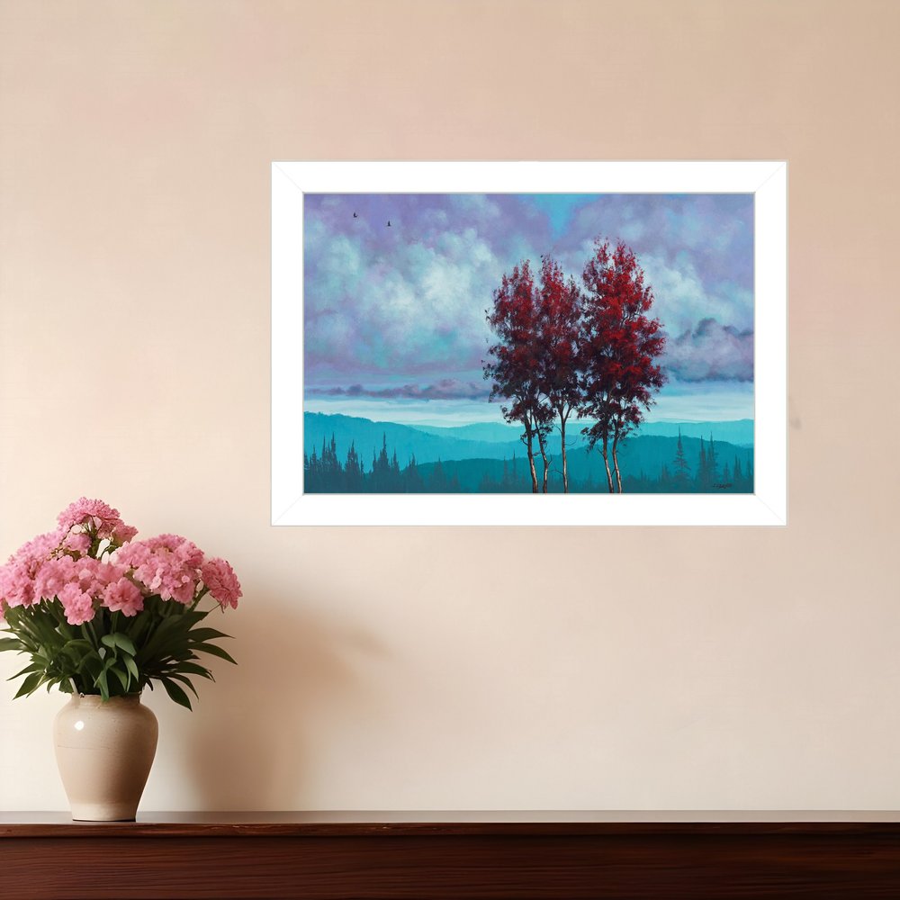 Two Red Trees 1 White Framed Print Wall Art HomeRoots