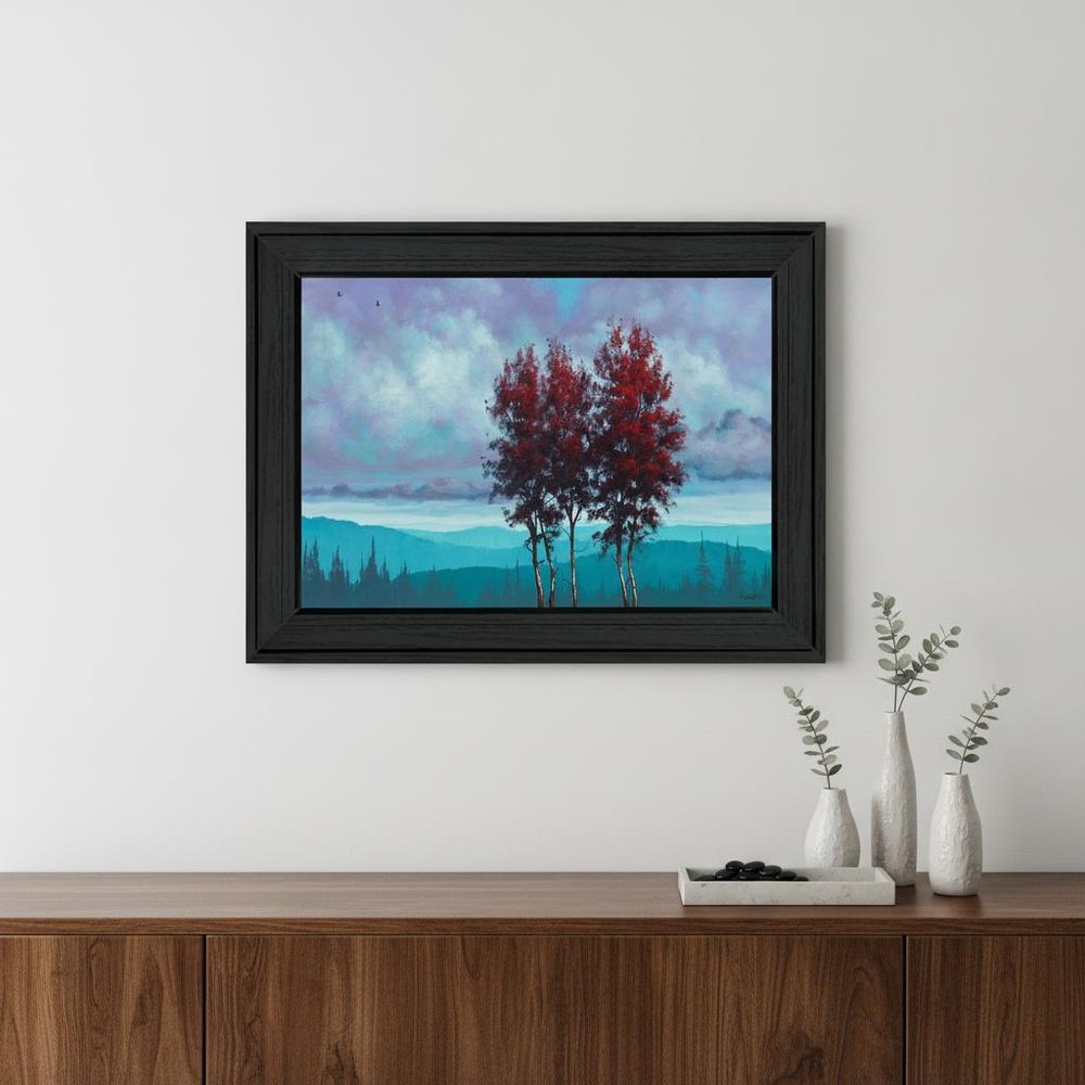 Two Red Trees 2 Black Framed Print Wall Art HomeRoots