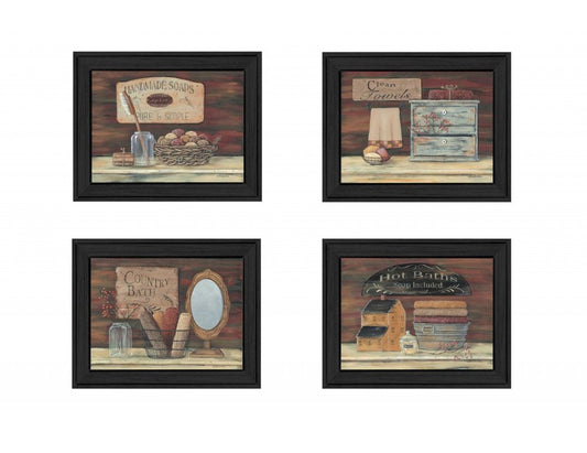 Set Of Four Bathroom I Black Framed Print Bathroom Wall Art HomeRoots