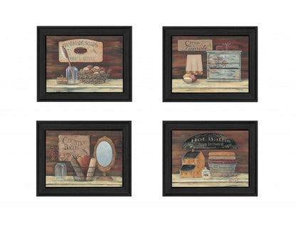 Set Of Four Bathroom I Black Framed Print Bathroom Wall Art HomeRoots