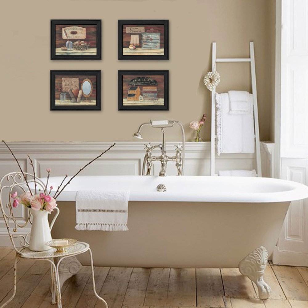 Set Of Four Bathroom I Black Framed Print Bathroom Wall Art HomeRoots