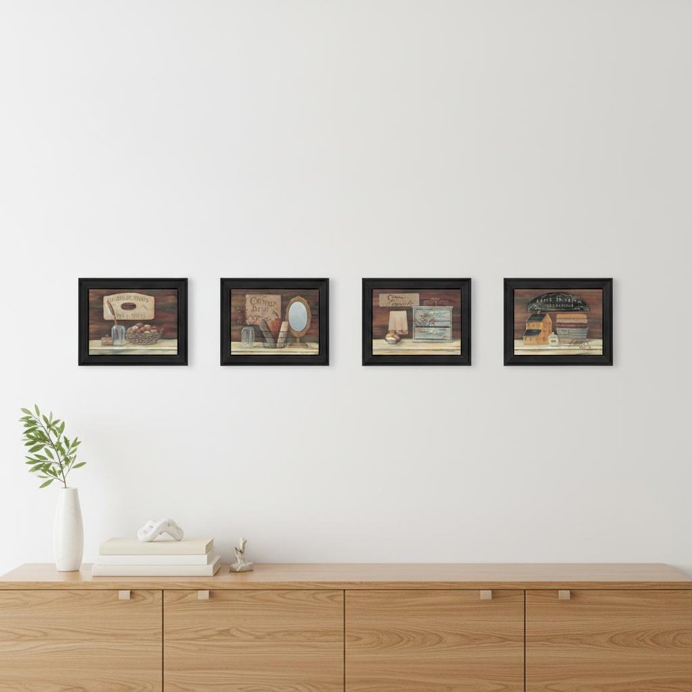 Set Of Four Bathroom I Black Framed Print Bathroom Wall Art HomeRoots
