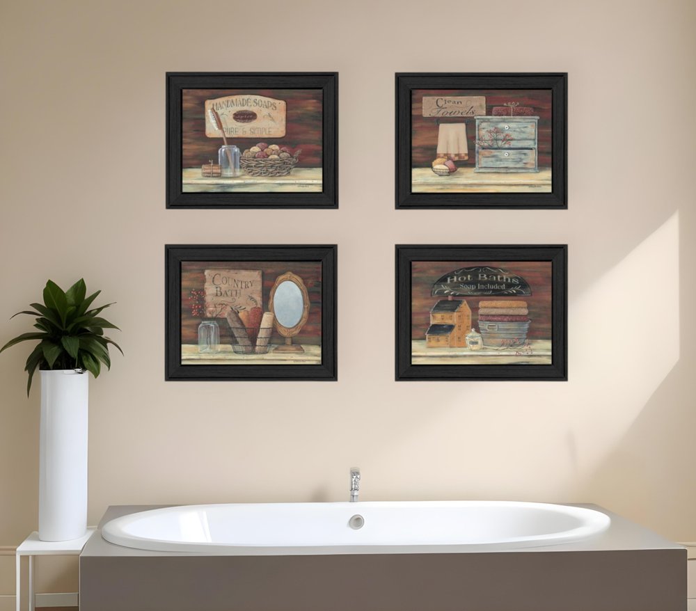 Set Of Four Bathroom I Black Framed Print Bathroom Wall Art HomeRoots