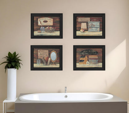 Set Of Four Bathroom I Black Framed Print Bathroom Wall Art HomeRoots