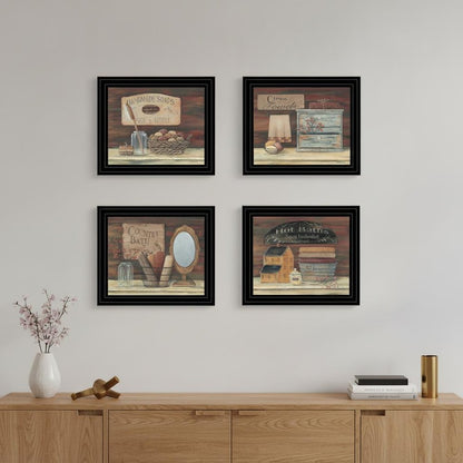Set Of Four Bathroom COLLECTION I 2 Black Framed Print Bathroom Wall Art HomeRoots