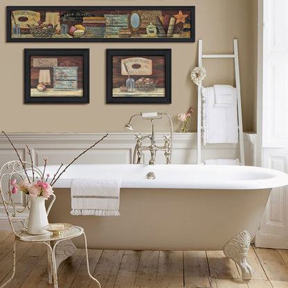 Set Of Three Country Bath I 1 Black Framed Print Bathroom Wall Art HomeRoots