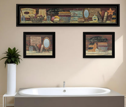 Set Of Three COUNTRY BATH II 5 Black Framed Print Bathroom Wall Art HomeRoots