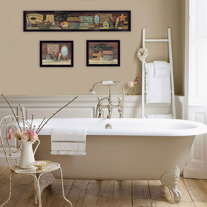 Set Of Three COUNTRY BATH II 6 Black Framed Print Bathroom Wall Art HomeRoots