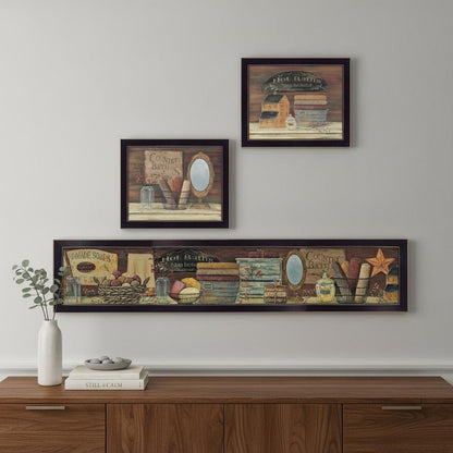 Set Of Three COUNTRY BATH II 6 Black Framed Print Bathroom Wall Art HomeRoots