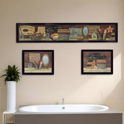Set Of Three COUNTRY BATH II 6 Black Framed Print Bathroom Wall Art HomeRoots
