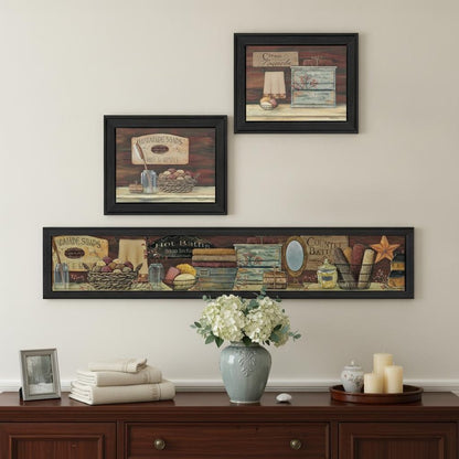 Set Of Three Country Bath II Collection 1 Black Framed Print Bathroom Wall Art HomeRoots