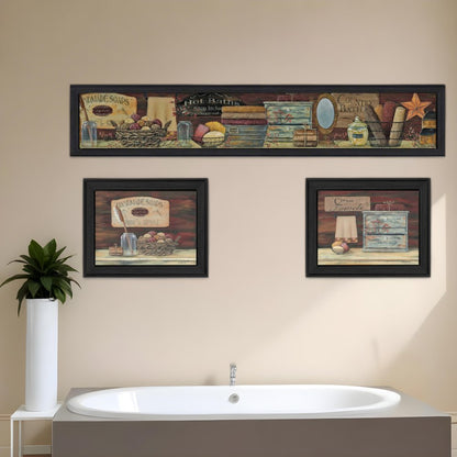 Set Of Three Country Bath II Collection 1 Black Framed Print Bathroom Wall Art HomeRoots