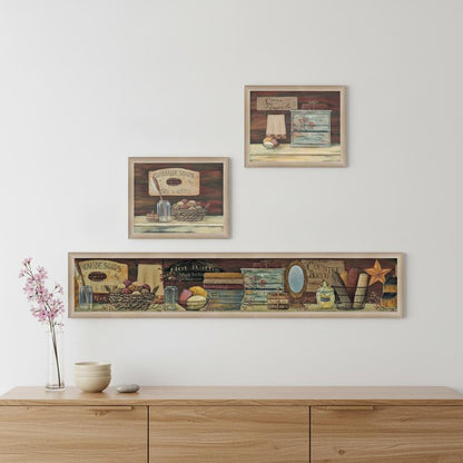 Set Of Three COUNTRY BATH II 7 Brown Framed Print Bathroom Wall Art HomeRoots