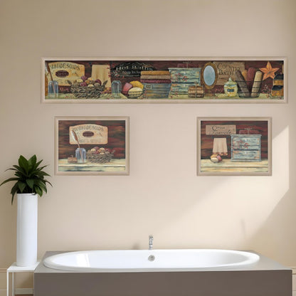 Set Of Three COUNTRY BATH II 7 Brown Framed Print Bathroom Wall Art HomeRoots