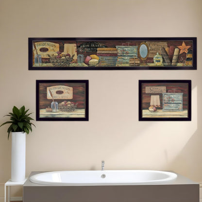 Set Of Three COUNTRY BATH II 9 Black Framed Print Bathroom Wall Art HomeRoots