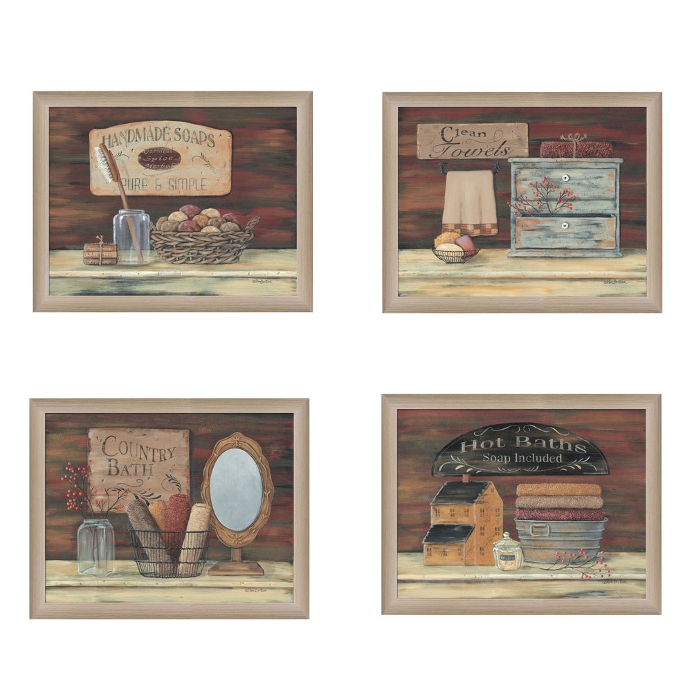 Set Of Four Bathroom II Brown Framed Print Bathroom Wall Art HomeRoots