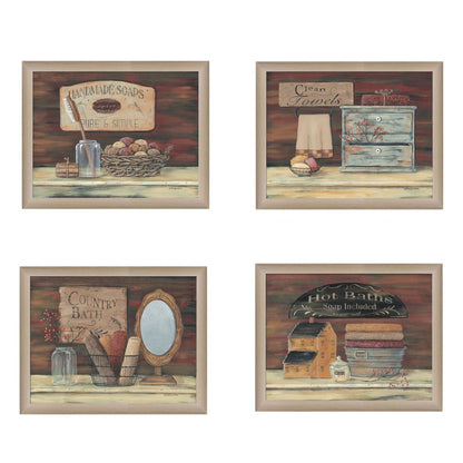 Set Of Four Bathroom II Brown Framed Print Bathroom Wall Art HomeRoots