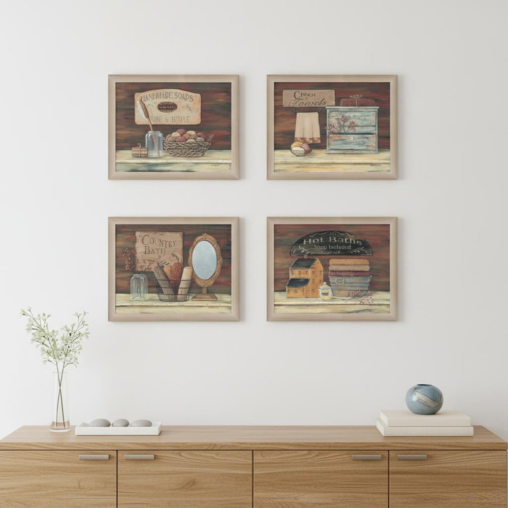 Set Of Four Bathroom II Brown Framed Print Bathroom Wall Art HomeRoots