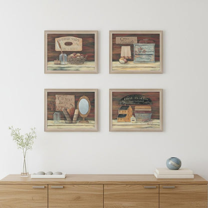 Set Of Four Bathroom II Brown Framed Print Bathroom Wall Art HomeRoots