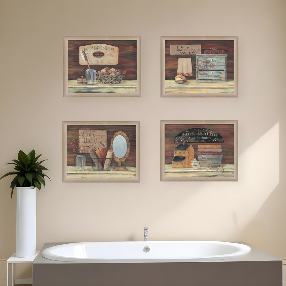 Set Of Four Bathroom II Brown Framed Print Bathroom Wall Art HomeRoots