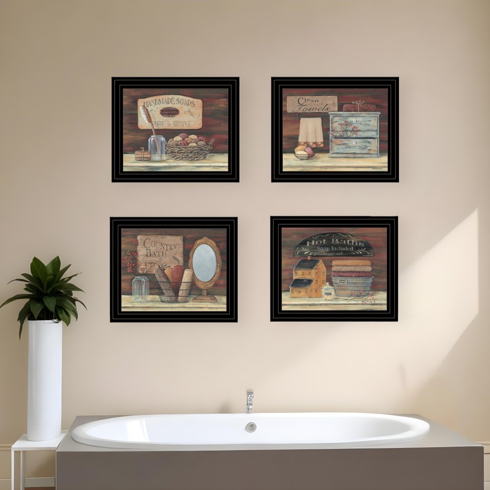 Set Of Four Bathroom Collection II 1 Black Framed Print Bathroom Wall Art HomeRoots
