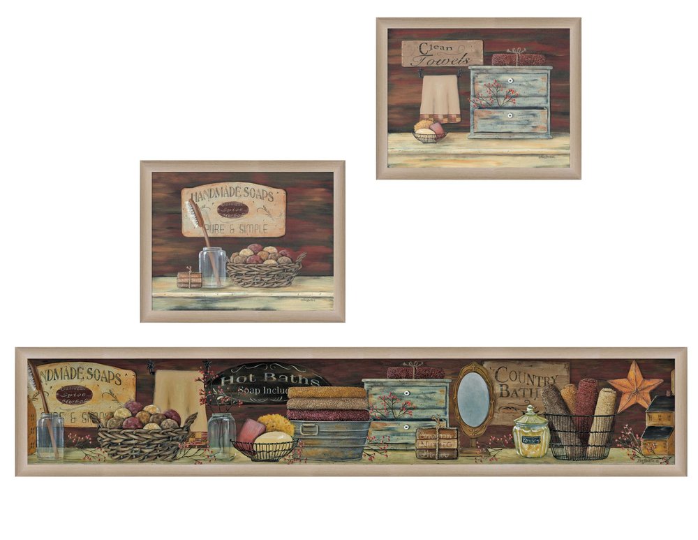 Set Of Three Country Bath I 2 Brown Framed Print Bathroom Wall Art HomeRoots