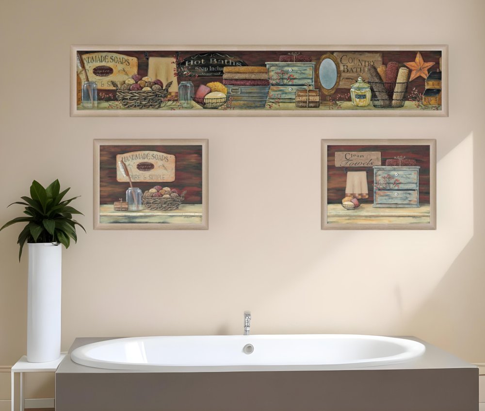 Set Of Three Country Bath I 2 Brown Framed Print Bathroom Wall Art HomeRoots