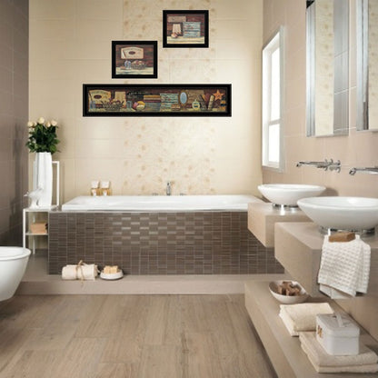 Set Of Three COUNTRY BATH 1 2 Black Framed Print Bathroom Wall Art HomeRoots