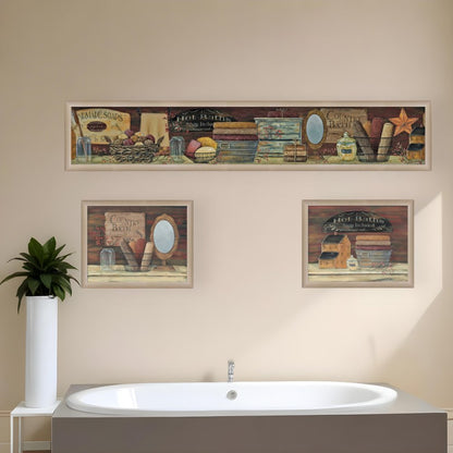 Set Of Three Country Bath II Collection 2 Brown Framed Print Bathroom Wall Art HomeRoots