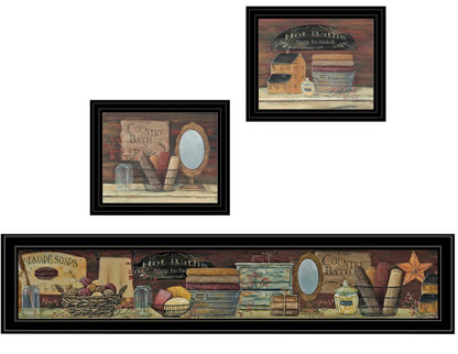 Set Of Three COUNTRY BATH II 10 Black Framed Print Bathroom Wall Art HomeRoots