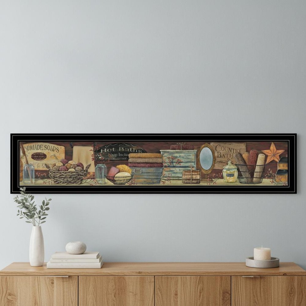 Set Of Three COUNTRY BATH II 10 Black Framed Print Bathroom Wall Art HomeRoots