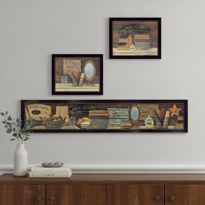 Set Of Three Country Bath 11 Black Framed Print Bathroom Wall Art HomeRoots