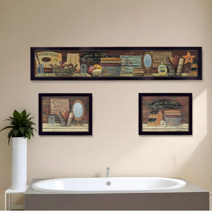 Set Of Three Country Bath 11 Black Framed Print Bathroom Wall Art HomeRoots