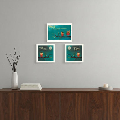 Set Of Three Owls II White Framed Print Wall Art HomeRoots
