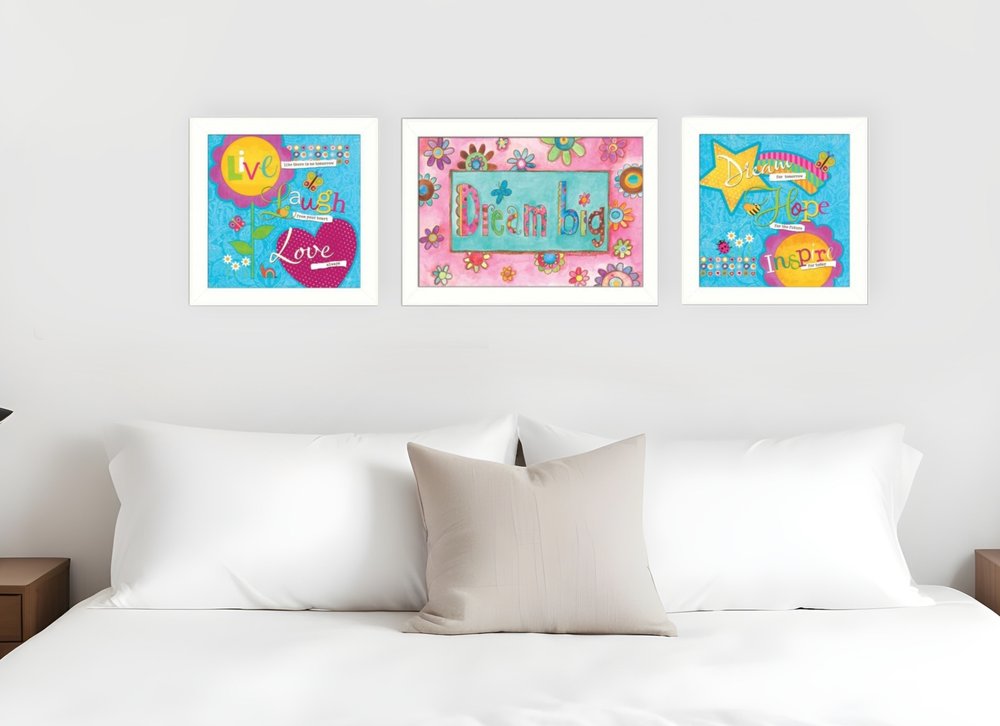 Set Of Three Dream White Framed Print Wall Art HomeRoots