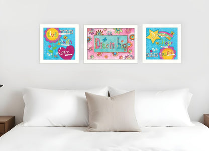 Set Of Three Dream White Framed Print Wall Art HomeRoots