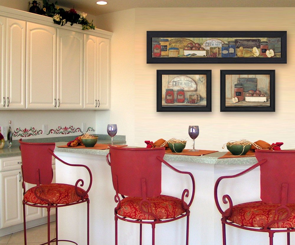 Set Of Three Kitchen Black Framed Print Kitchen Wall Art HomeRoots
