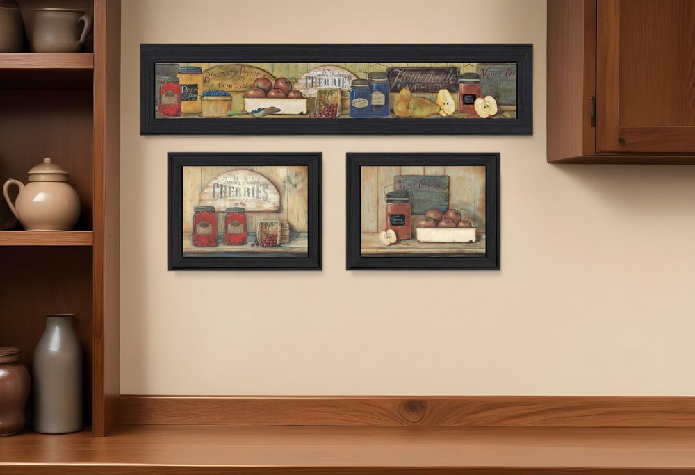 Set Of Three Kitchen Black Framed Print Kitchen Wall Art HomeRoots