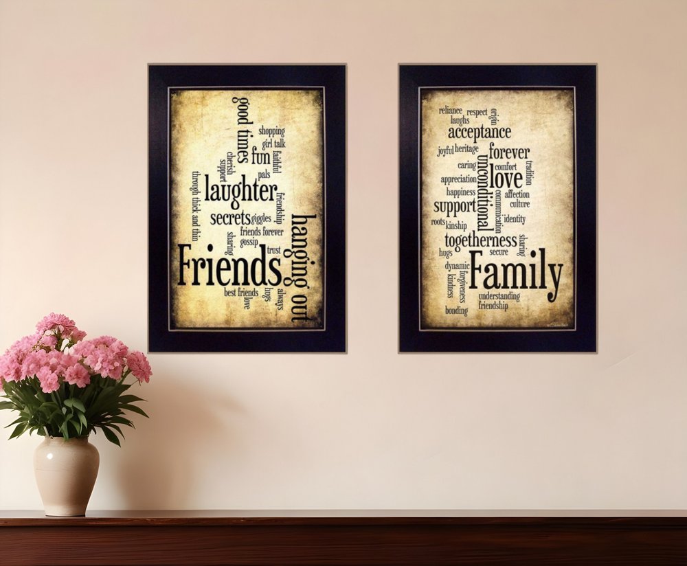 Set Of Two Friends and Family Black Framed Print Wall Art HomeRoots