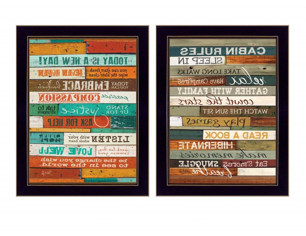 Set Of Two Wood Plank Black Framed Print Wall Art HomeRoots