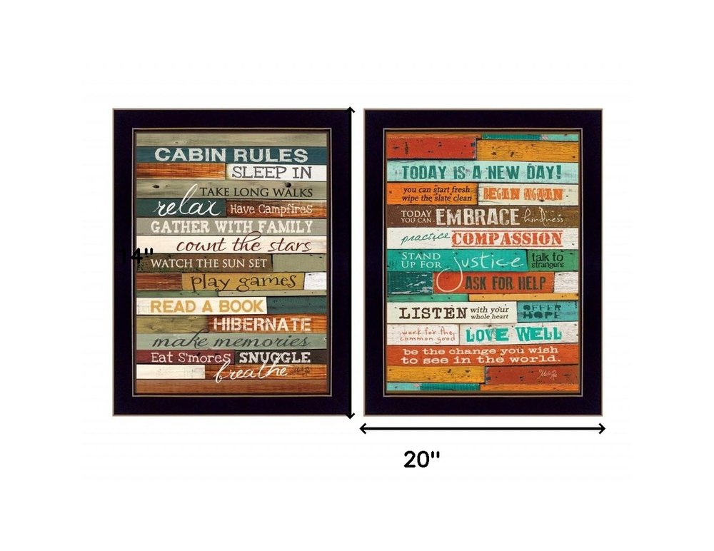 Set Of Two Wood Plank Black Framed Print Wall Art HomeRoots